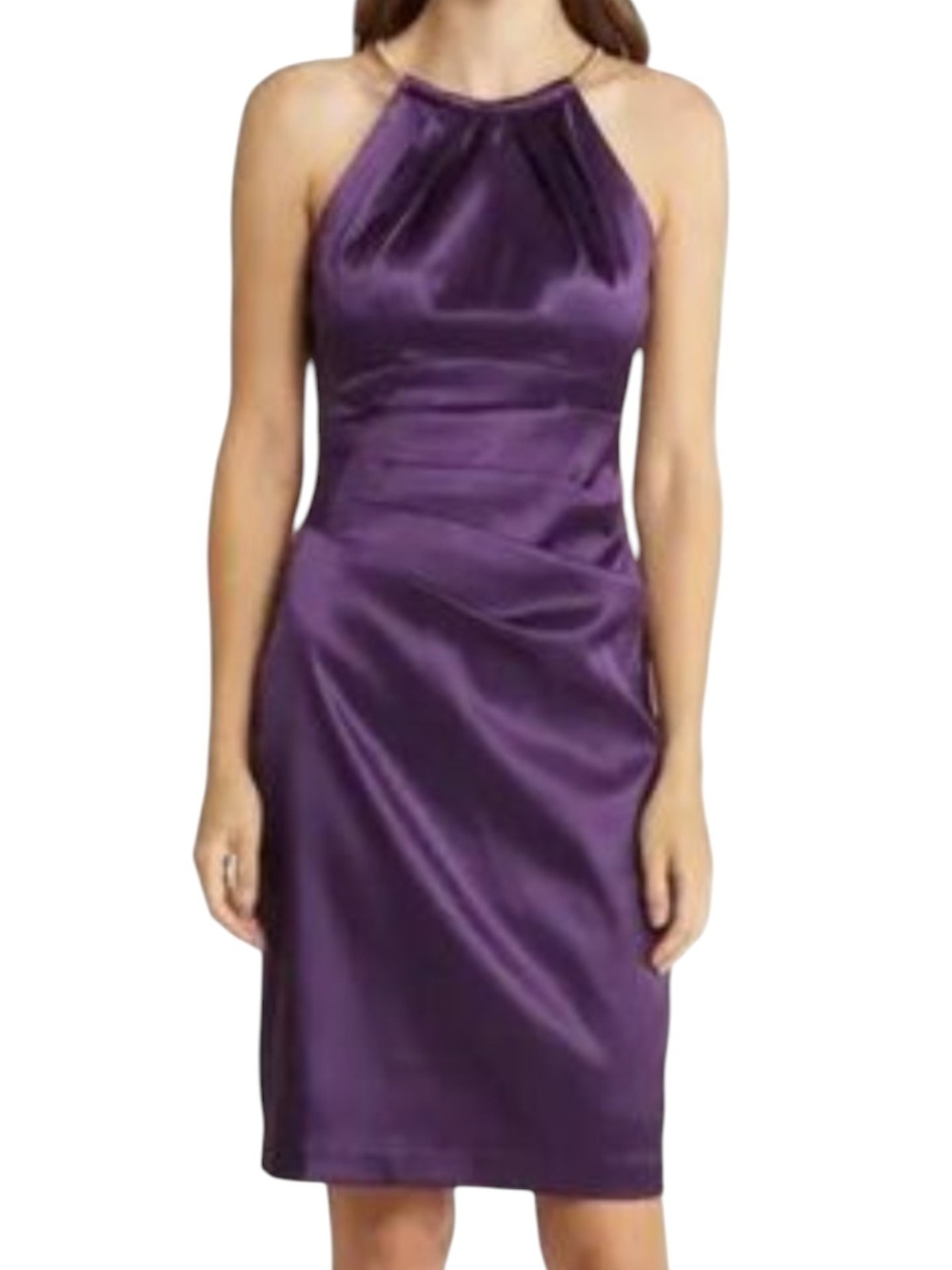 Eliza J purple satin halter neck cocktail dress, Size 6
